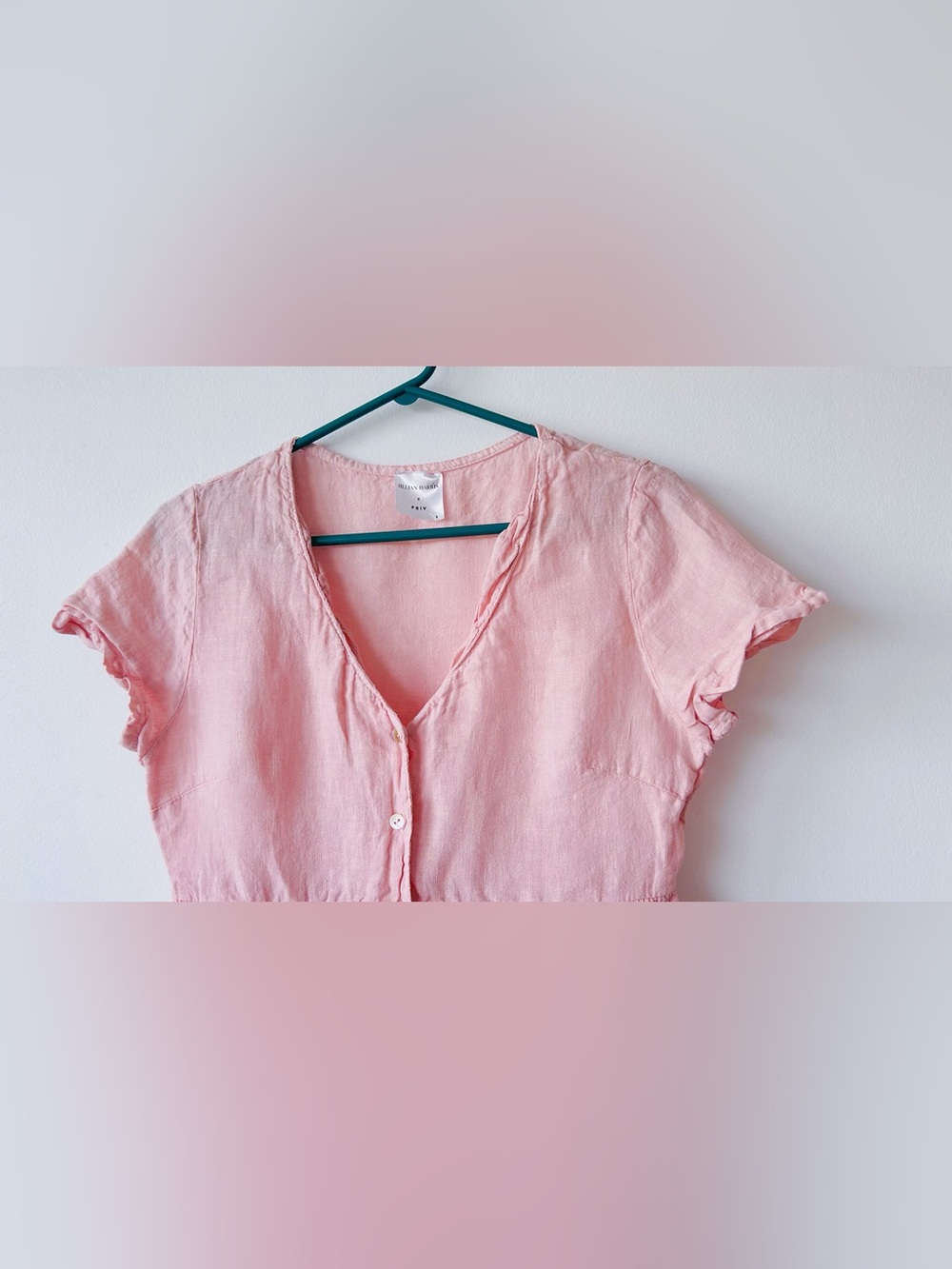 Jillian Harris x Priv Blush Pink Linen Button Up Babydoll Dress size S - Picture 4 of 8